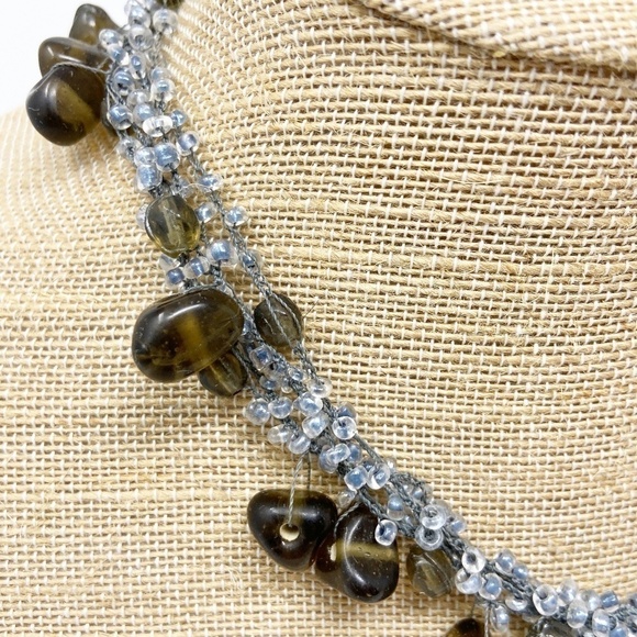 Brown & Blue Beaded Necklace - Picture 2 of 7